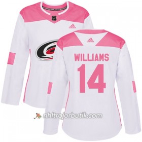 Dame Ishockey Carolina Hurricanes Tröja Justin Williams 14 Adidas 2017-2018 Vit Rosa Fashion Authentic